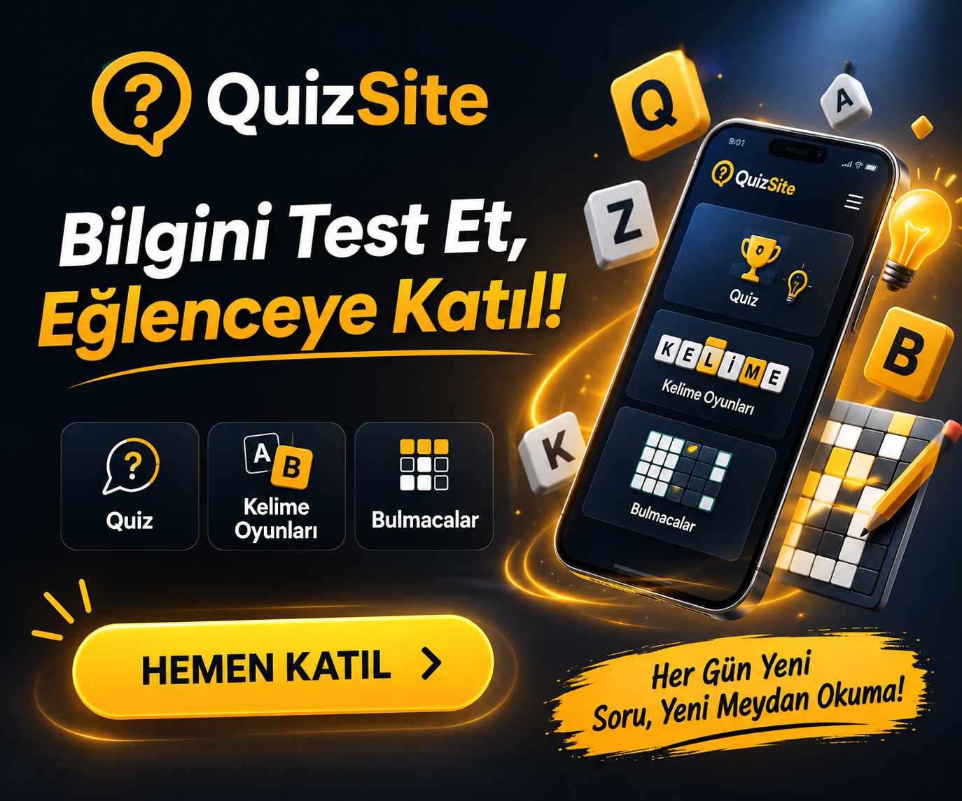 QuizSite — bilgini test et, eğlenceye katıl